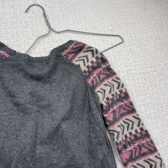 American Eagle Outfitters Love Polar Bear Grey / Pink Nordic Sweater Wom M - Picture 14 of 14